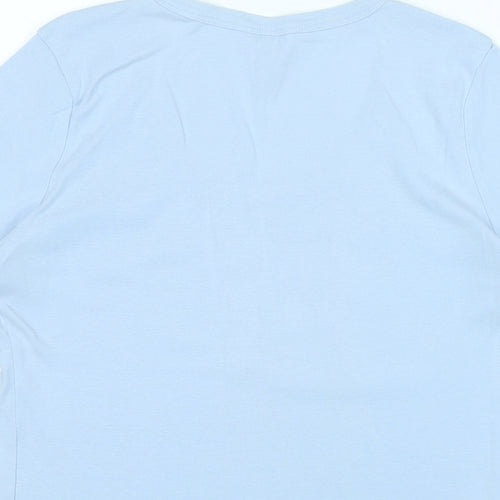 Marks and Spencer Womens Blue Cotton Basic Polo Size 14 Scoop Neck