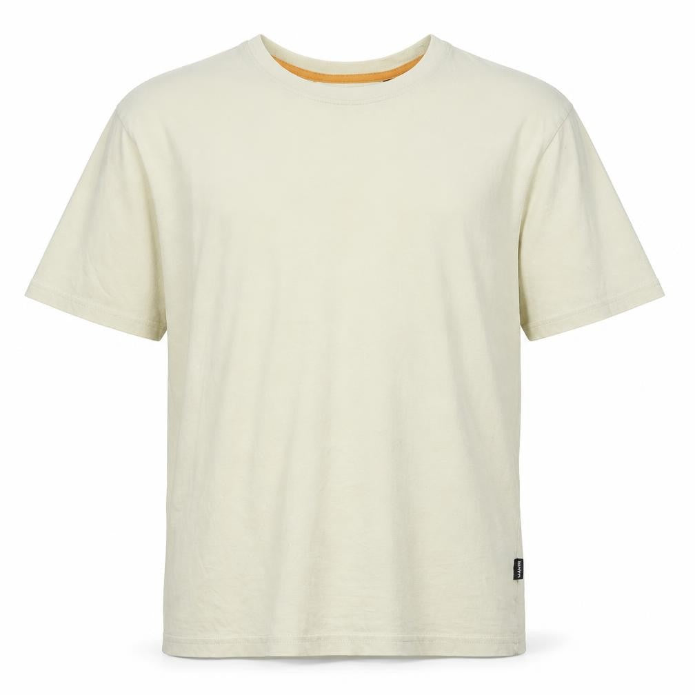 Maine Mens Ivory Cotton T-Shirt Size S Crew Neck