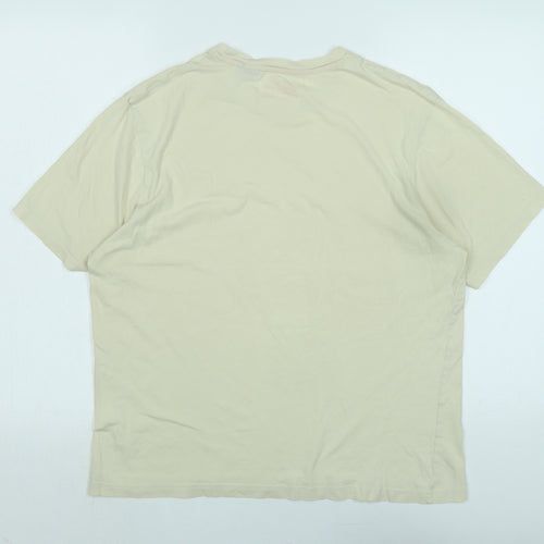 Maine Mens Ivory Cotton T-Shirt Size S Crew Neck