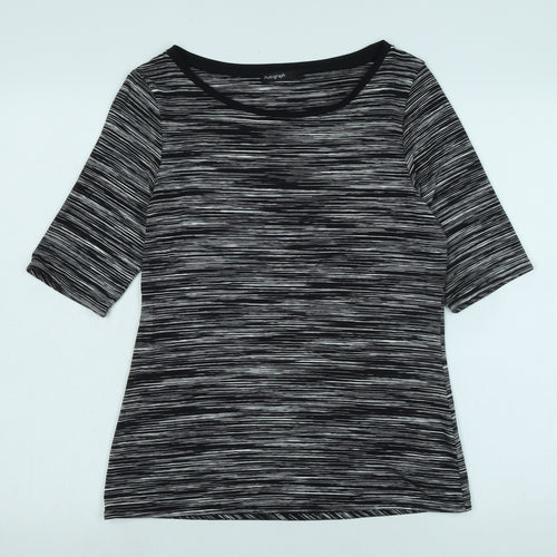 Marks and Spencer Womens Black Viscose Basic T-Shirt Size 12 Boat Neck