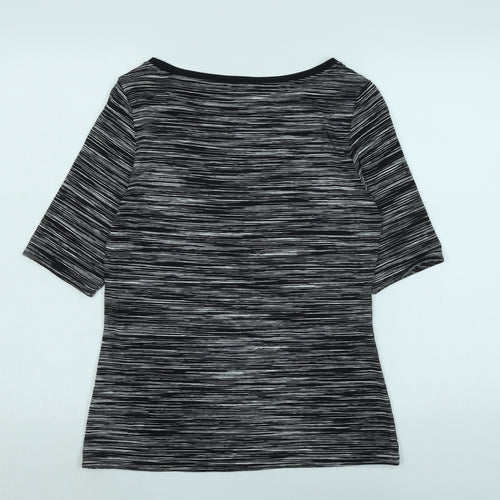 Marks and Spencer Womens Black Viscose Basic T-Shirt Size 12 Boat Neck