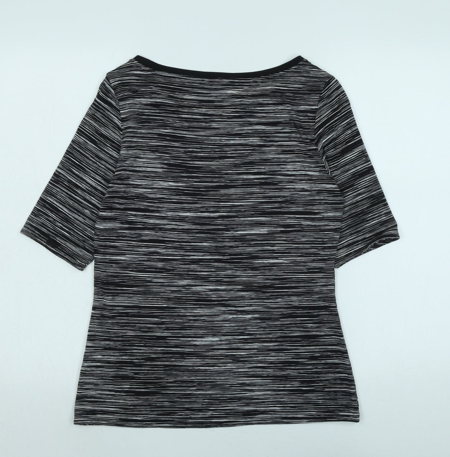 Marks and Spencer Womens Black Viscose Basic T-Shirt Size 12 Boat Neck