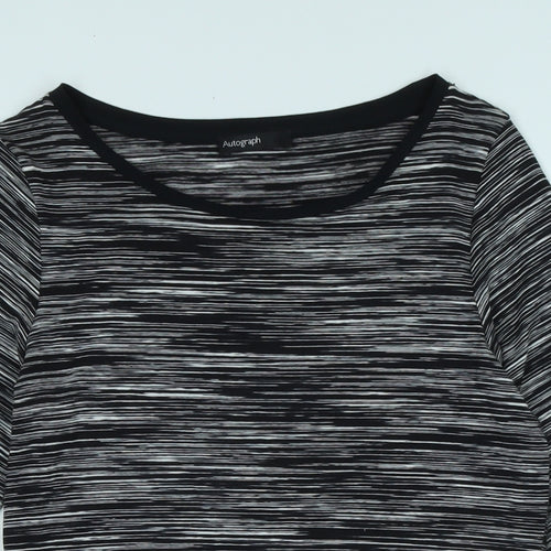 Marks and Spencer Womens Black Viscose Basic T-Shirt Size 12 Boat Neck