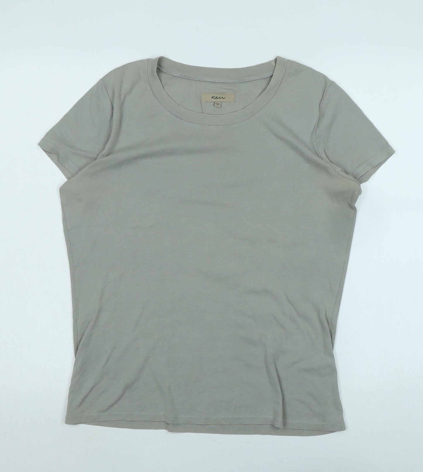 ken Womens Grey Cotton Basic T-Shirt Size XL Crew Neck