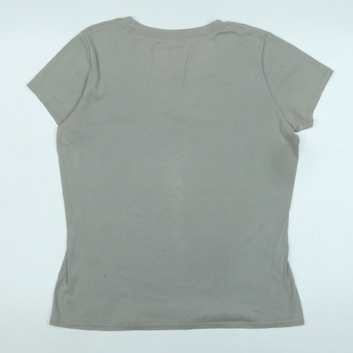 ken Womens Grey Cotton Basic T-Shirt Size XL Crew Neck