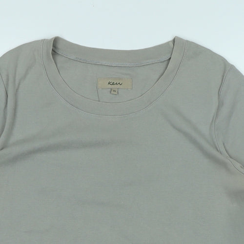 ken Womens Grey Cotton Basic T-Shirt Size XL Crew Neck