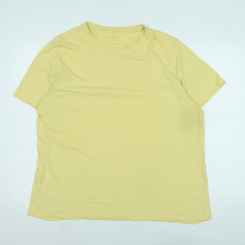 Marks and Spencer Mens Yellow Cotton T-Shirt Size 2XL Crew Neck