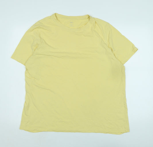 Marks and Spencer Mens Yellow Cotton T-Shirt Size 2XL Crew Neck