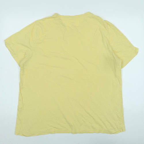 Marks and Spencer Mens Yellow Cotton T-Shirt Size 2XL Crew Neck