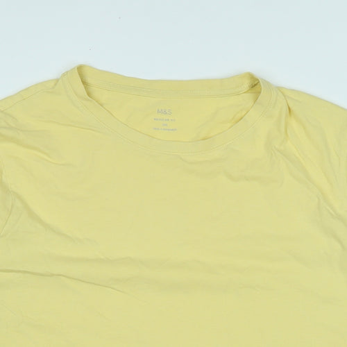 Marks and Spencer Mens Yellow Cotton T-Shirt Size 2XL Crew Neck