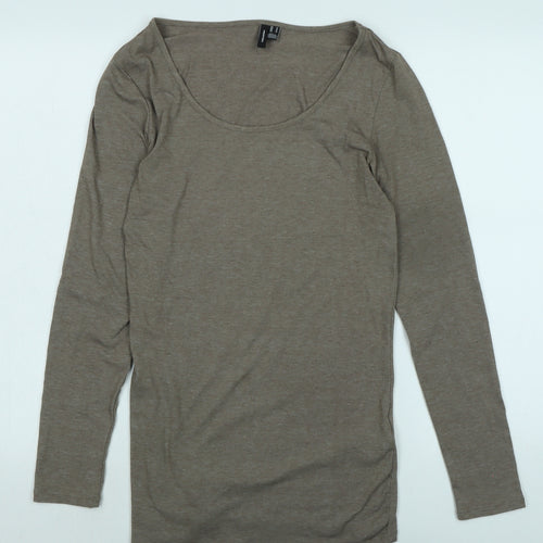 Vera Moda Womens Beige Cotton Jersey T-Shirt Size M Scoop Neck