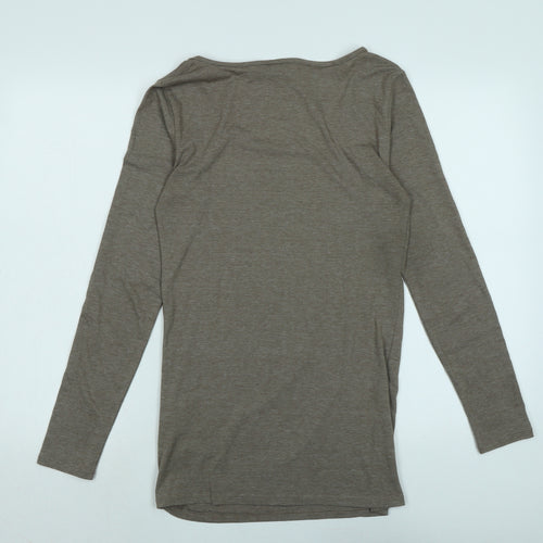Vera Moda Womens Beige Cotton Jersey T-Shirt Size M Scoop Neck