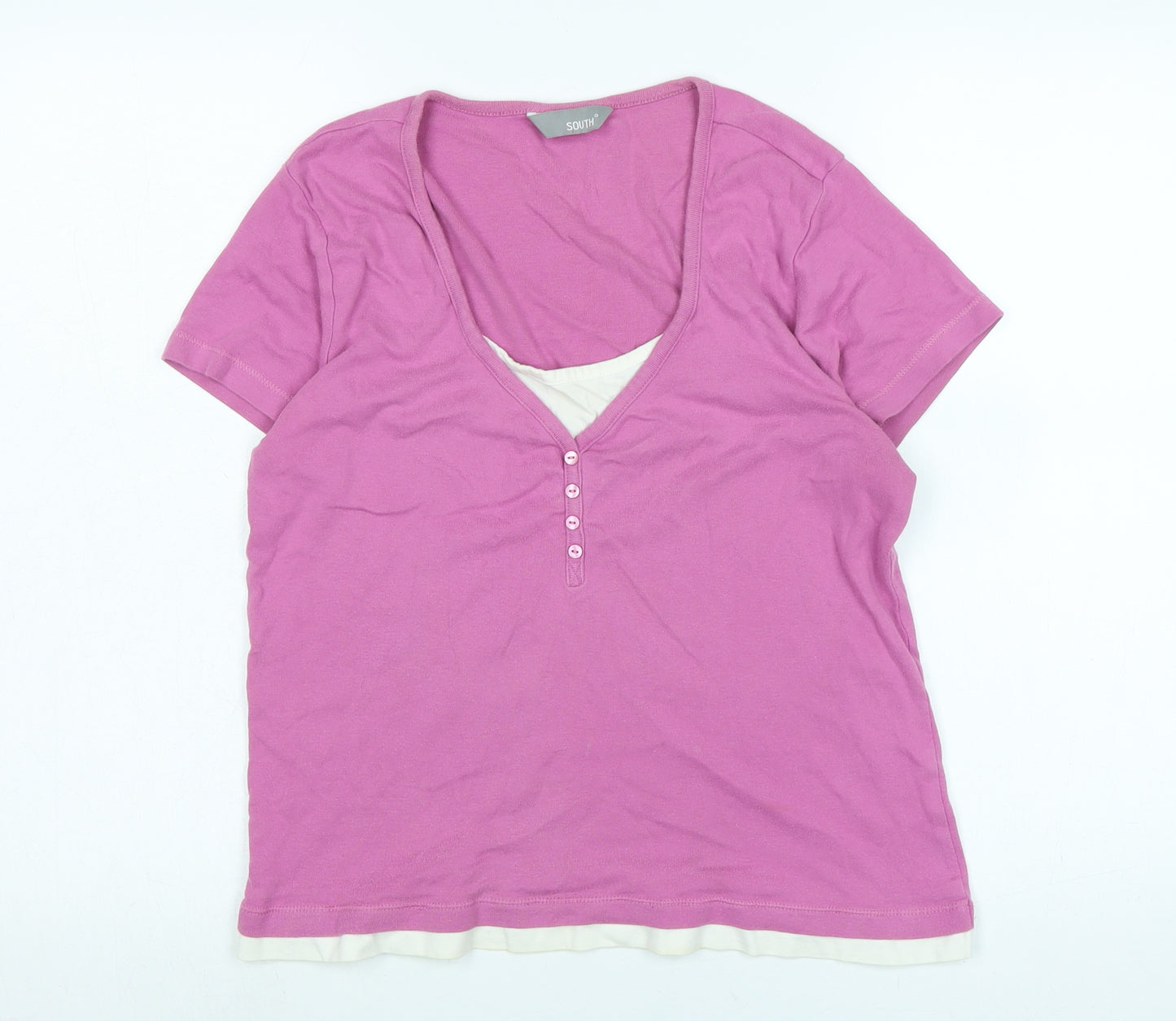 South Womens Purple Solid Cotton Top Pyjama Top Size 12