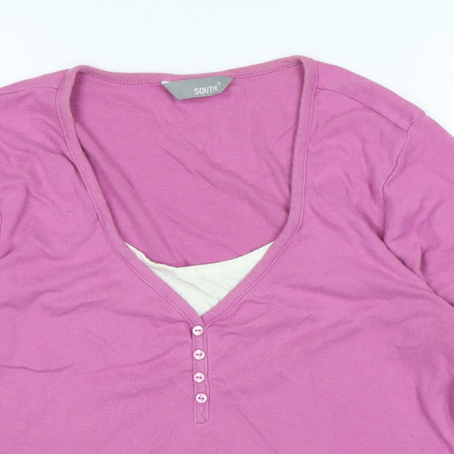 South Womens Purple Solid Cotton Top Pyjama Top Size 12
