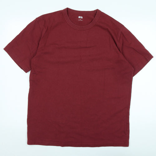 Uniqlo Mens Red Cotton T-Shirt Size L Crew Neck