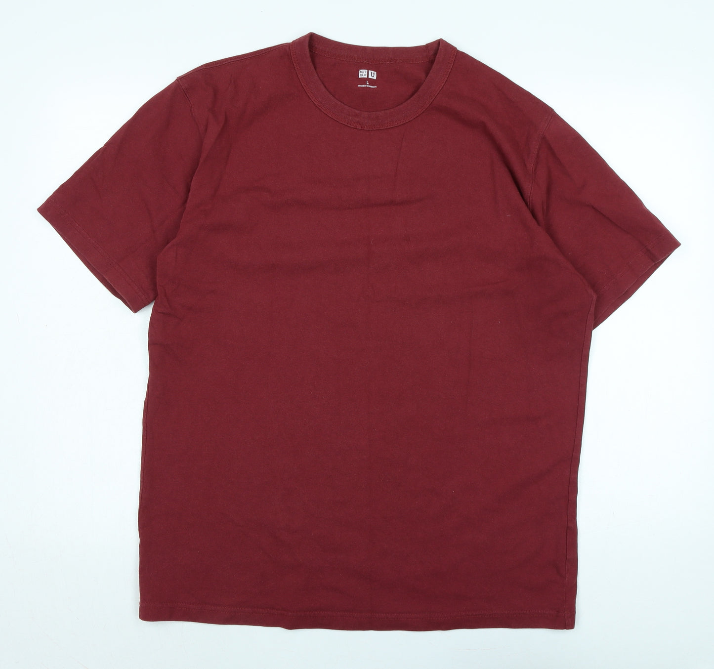 Uniqlo Mens Red Cotton T-Shirt Size L Crew Neck