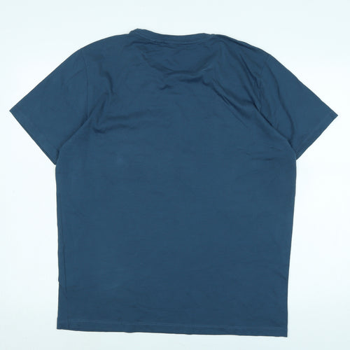 Marks and Spencer Mens Blue Cotton T-Shirt Size L Crew Neck