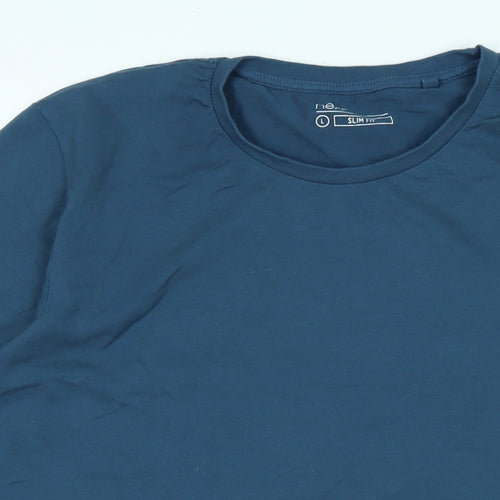 Marks and Spencer Mens Blue Cotton T-Shirt Size L Crew Neck