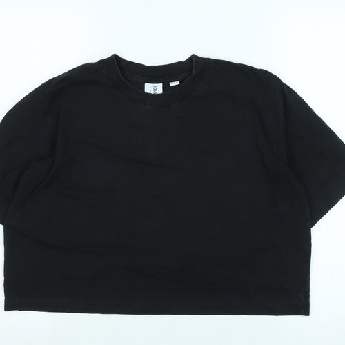 COLLUSION Womens Black Cotton Basic T-Shirt Size 12 Crew Neck