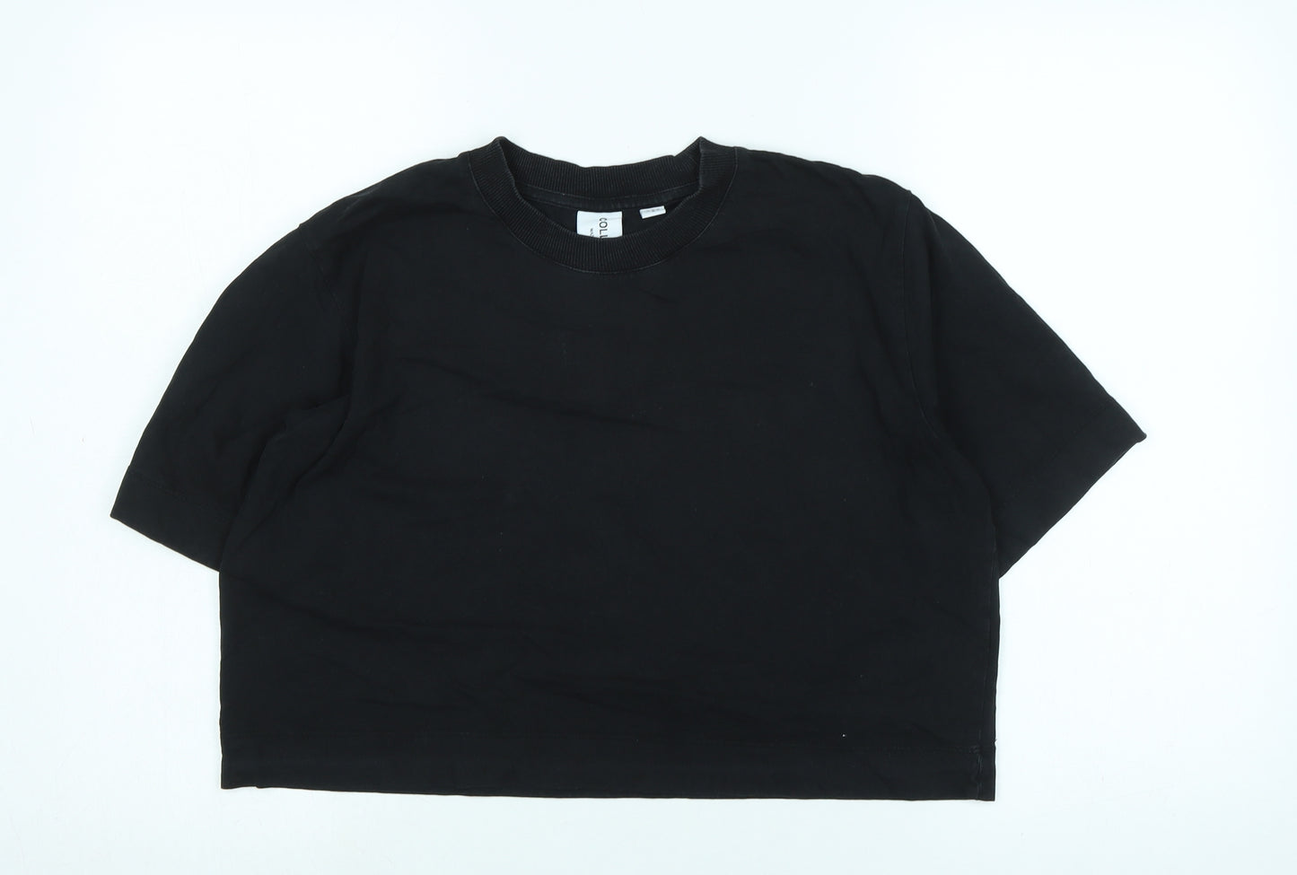 COLLUSION Womens Black Cotton Basic T-Shirt Size 12 Crew Neck