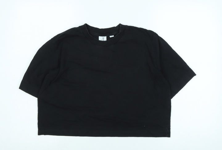 COLLUSION Womens Black Cotton Basic T-Shirt Size 12 Crew Neck
