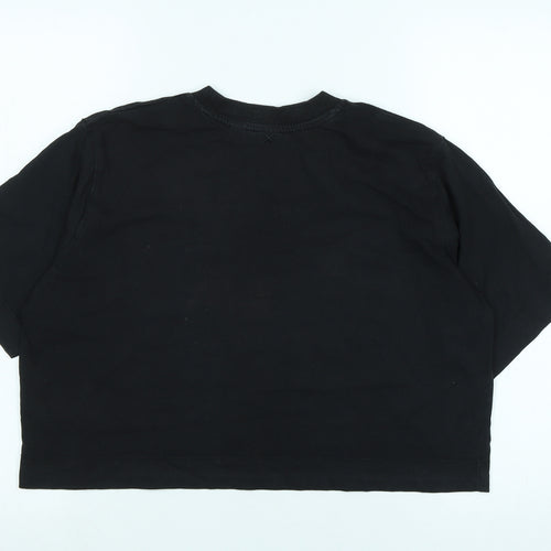 COLLUSION Womens Black Cotton Basic T-Shirt Size 12 Crew Neck