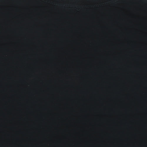 COLLUSION Womens Black Cotton Basic T-Shirt Size 12 Crew Neck