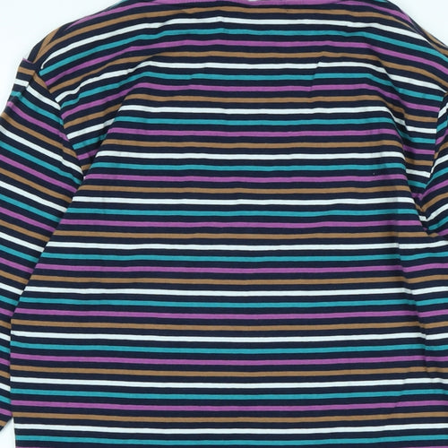 Marks and Spencer Womens Multicoloured Mock Neck Striped Cotton Pullover Jumper Size 12