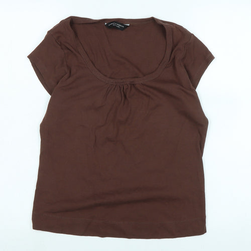 Dorothy Perkins Womens Brown Cotton Basic T-Shirt Size 18 Scoop Neck