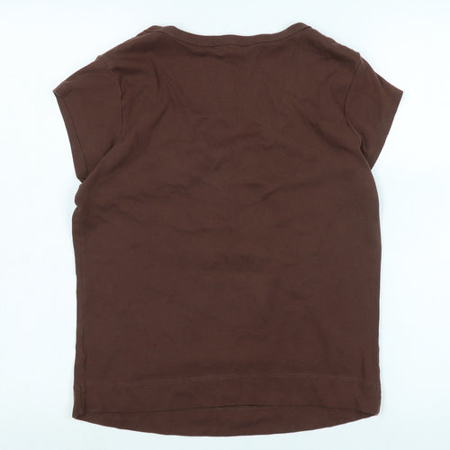 Dorothy Perkins Womens Brown Cotton Basic T-Shirt Size 18 Scoop Neck