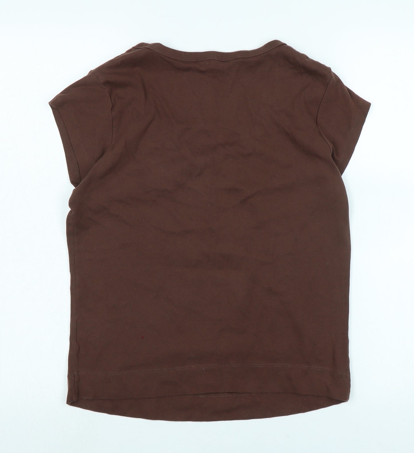 Dorothy Perkins Womens Brown Cotton Basic T-Shirt Size 18 Scoop Neck