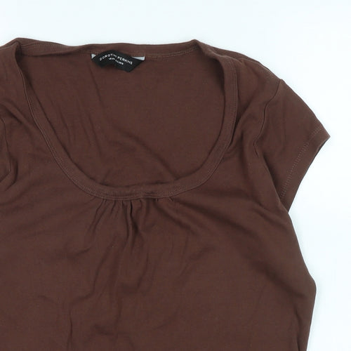 Dorothy Perkins Womens Brown Cotton Basic T-Shirt Size 18 Scoop Neck