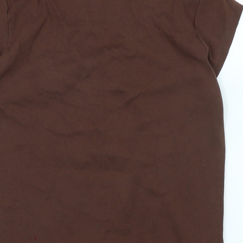 Dorothy Perkins Womens Brown Cotton Basic T-Shirt Size 18 Scoop Neck