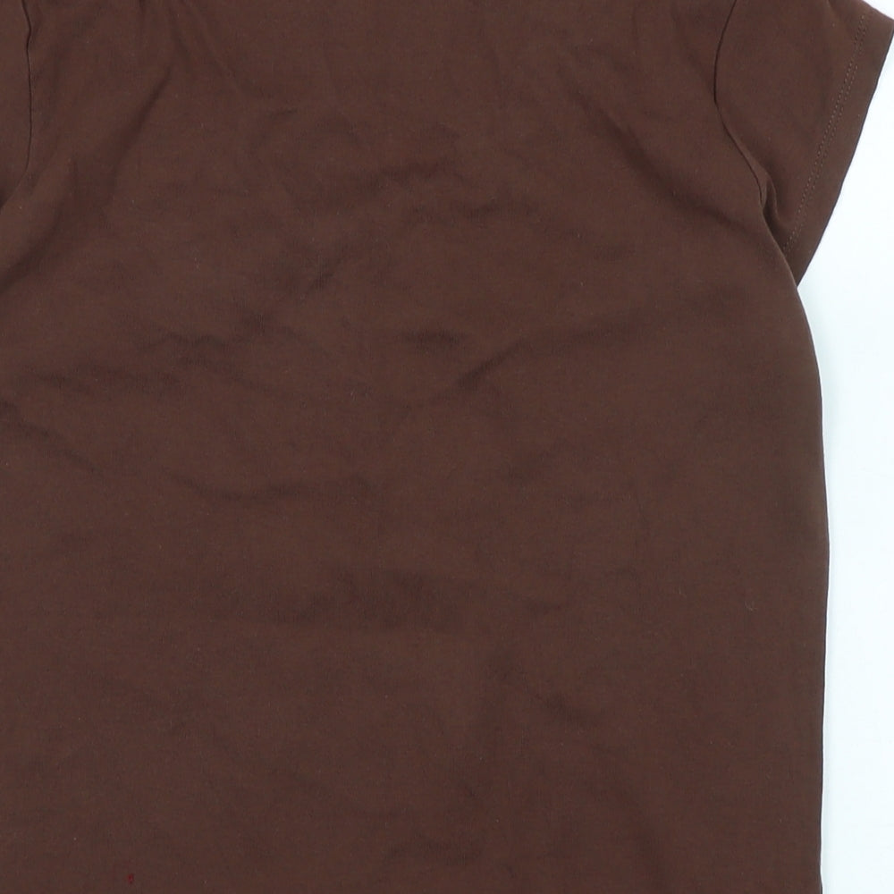 Dorothy Perkins Womens Brown Cotton Basic T-Shirt Size 18 Scoop Neck