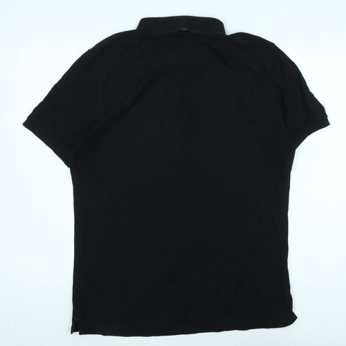 Marks and Spencer Mens Black Cotton Polo Size M Collared Button