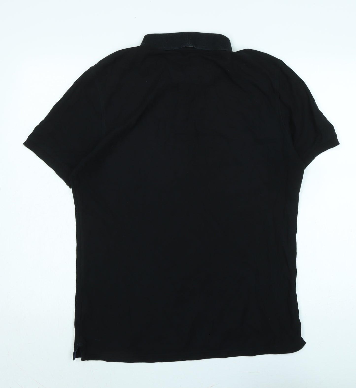 Marks and Spencer Mens Black Cotton Polo Size M Collared Button