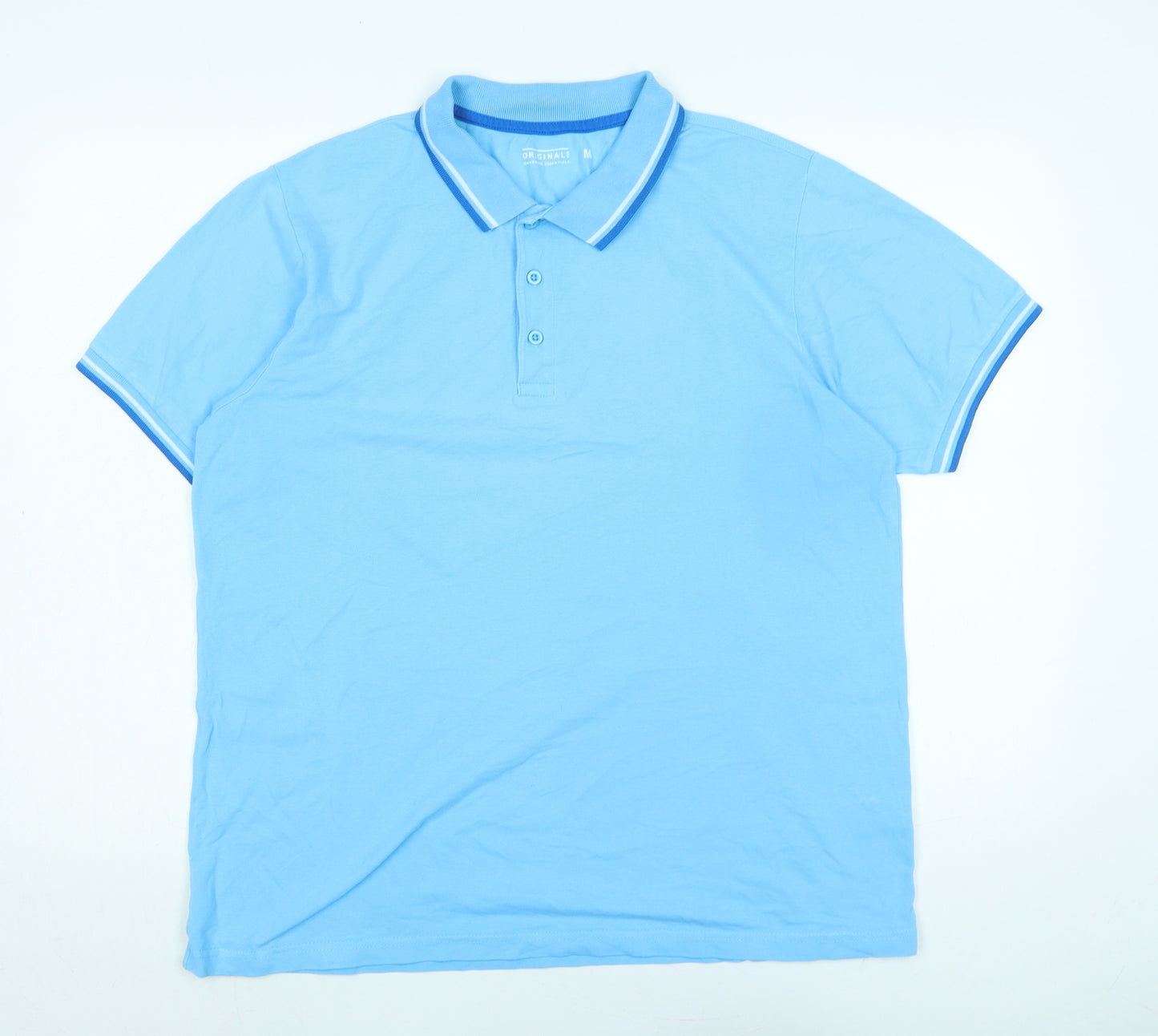 Origionals Mens Blue Cotton Polo Size M Collared