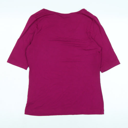 Marks and Spencer Womens Purple Cotton Basic T-Shirt Size 10 V-Neck