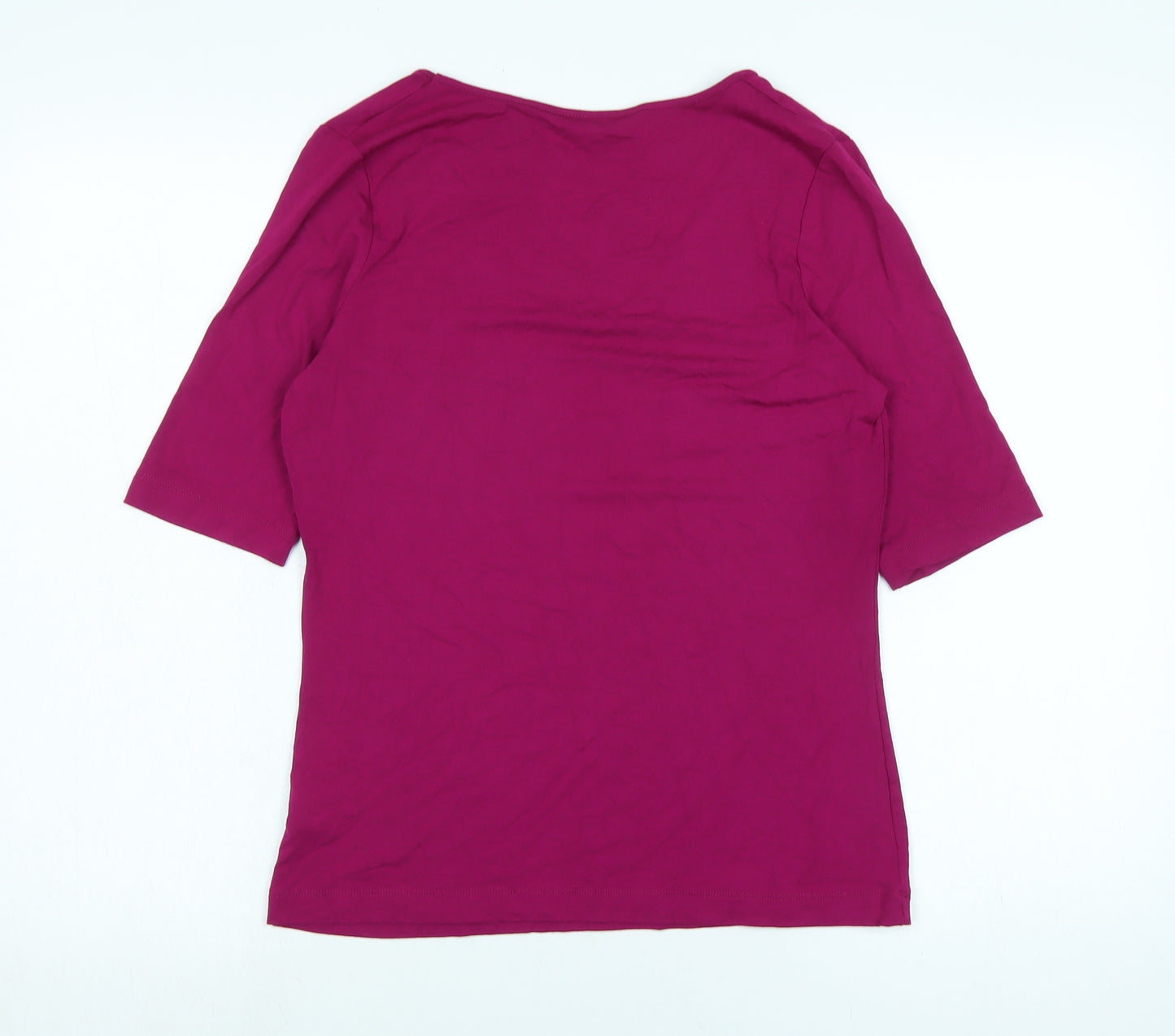 Marks and Spencer Womens Purple Cotton Basic T-Shirt Size 10 V-Neck