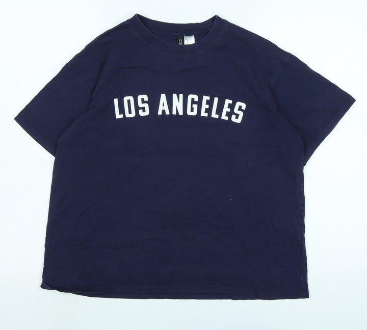 Divided Womens Blue Cotton Basic T-Shirt Size S Crew Neck - Logo - Los Angeles