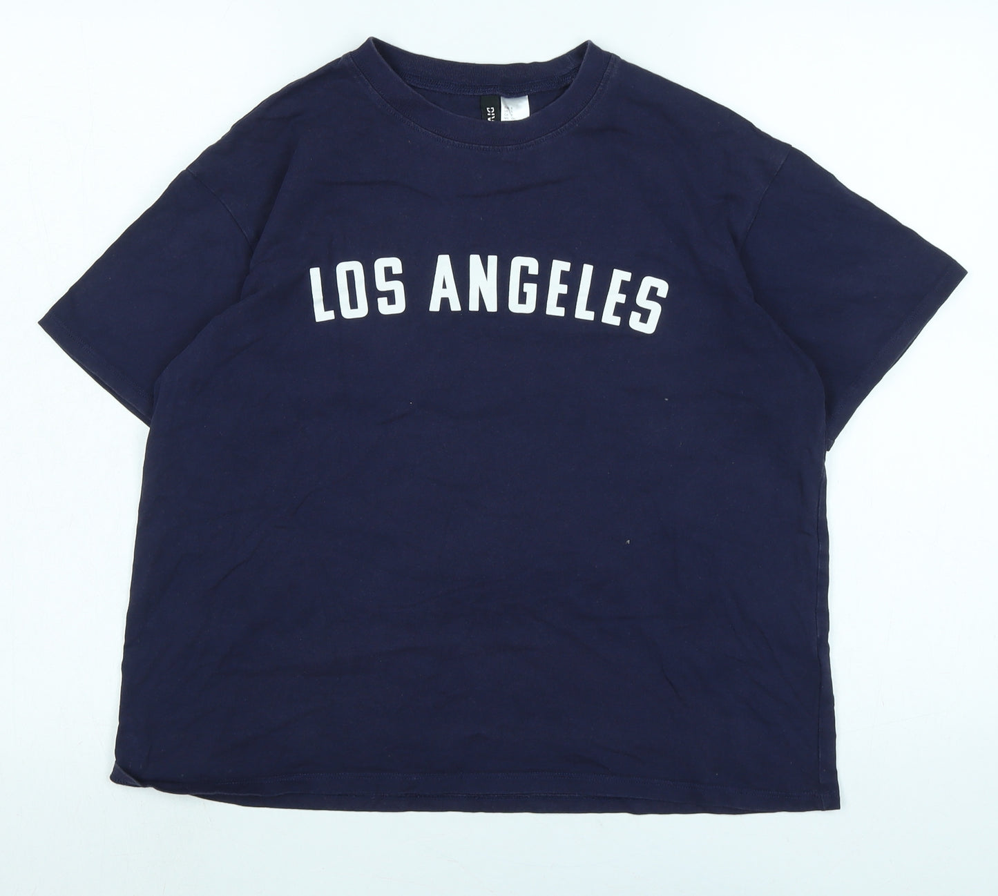 Divided Womens Blue Cotton Basic T-Shirt Size S Crew Neck - Logo - Los Angeles
