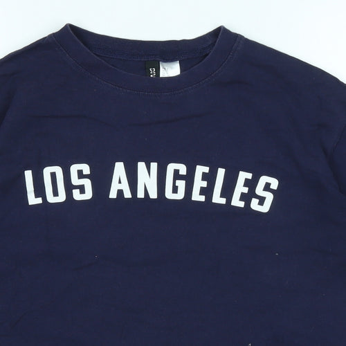 Divided Womens Blue Cotton Basic T-Shirt Size S Crew Neck - Logo - Los Angeles