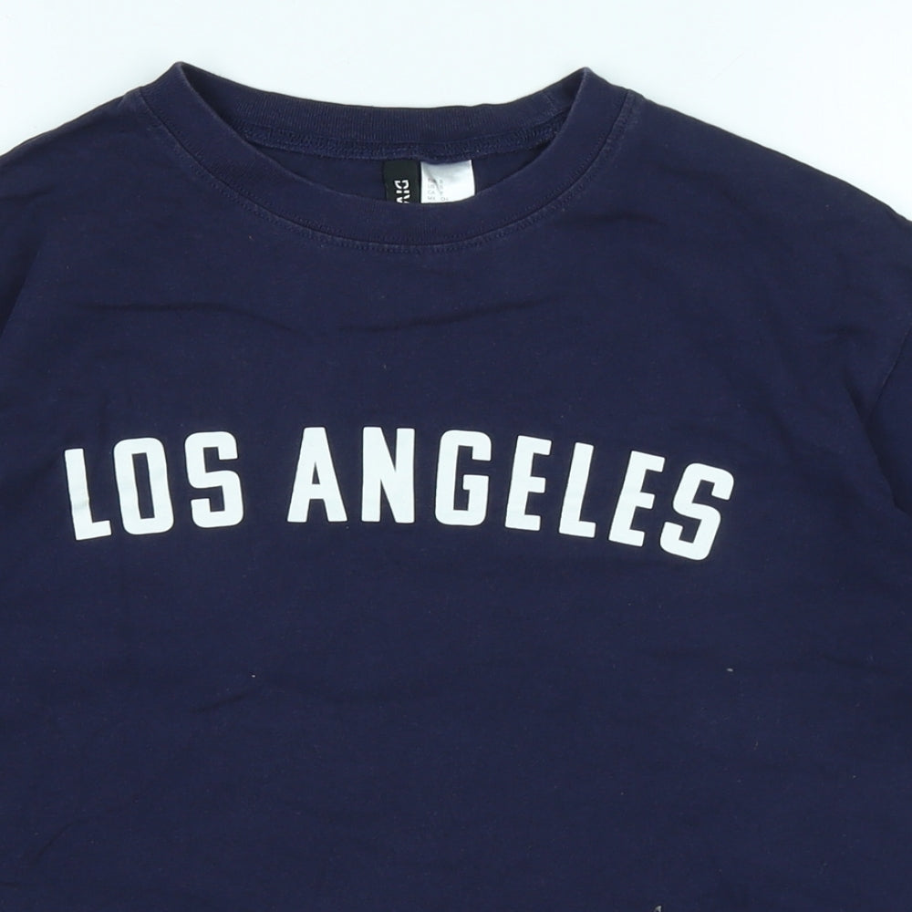 Divided Womens Blue Cotton Basic T-Shirt Size S Crew Neck - Logo - Los Angeles
