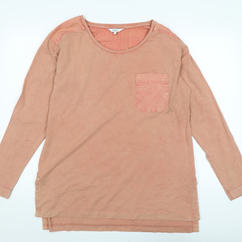 NEXT Womens Orange Cotton Jersey T-Shirt Size 12 Scoop Neck - Distressed