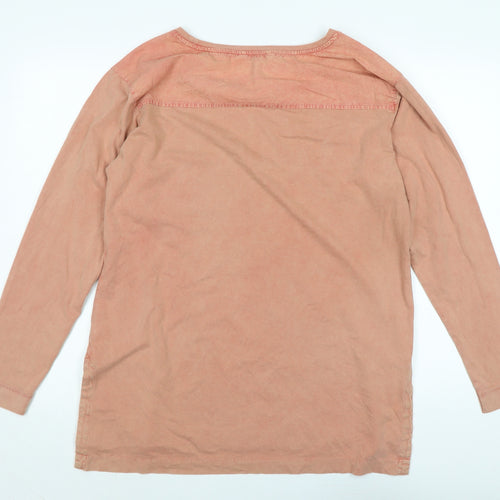 NEXT Womens Orange Cotton Jersey T-Shirt Size 12 Scoop Neck - Distressed