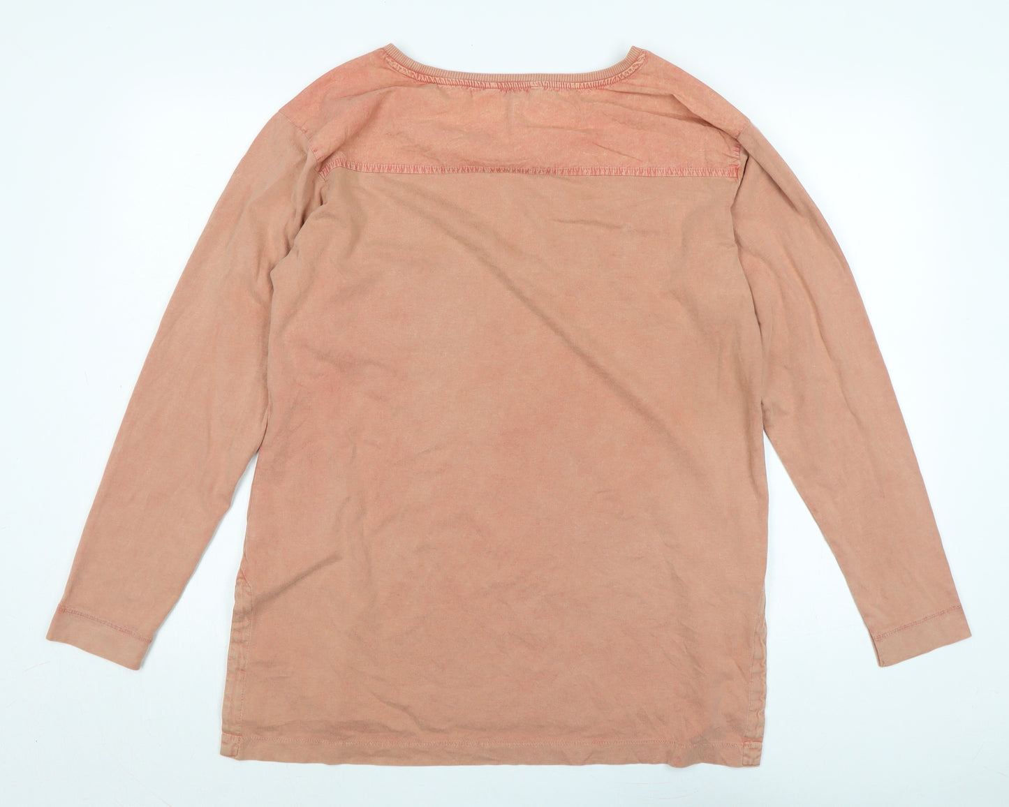 NEXT Womens Orange Cotton Jersey T-Shirt Size 12 Scoop Neck - Distressed