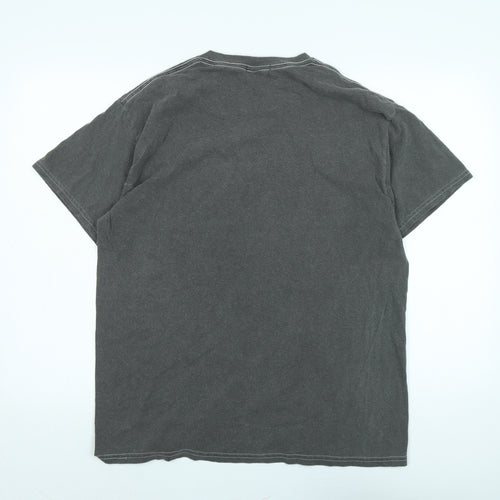 boohoo man Mens Grey Cotton T-Shirt Size M Crew Neck