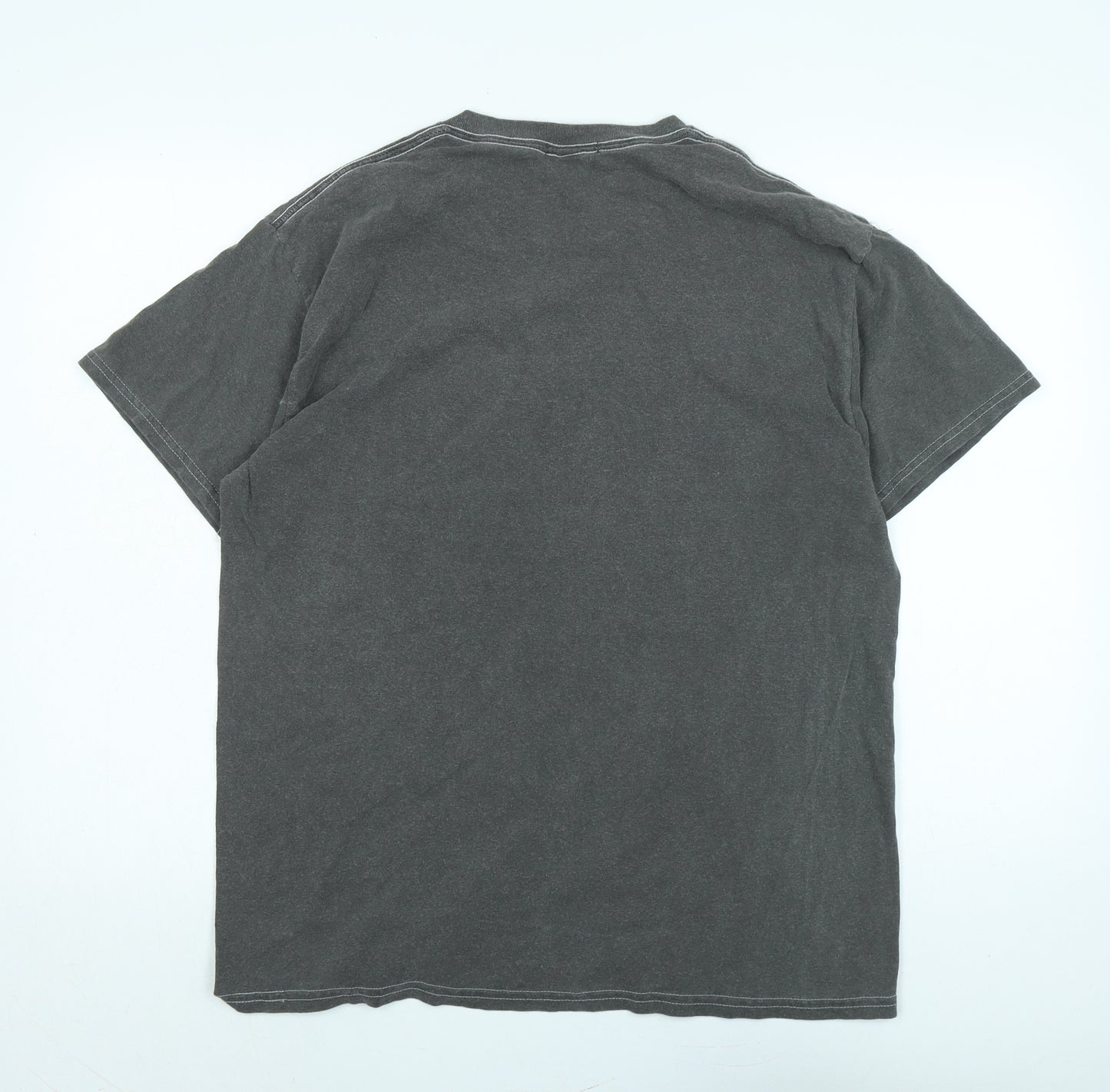 boohoo man Mens Grey Cotton T-Shirt Size M Crew Neck