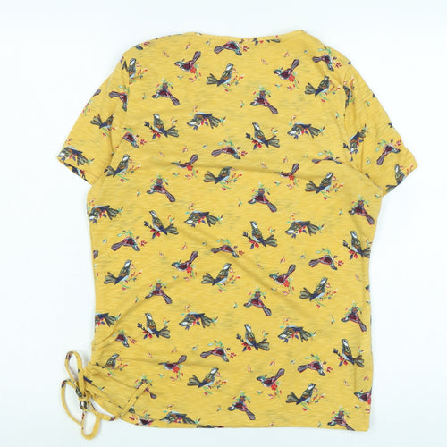 Marks and Spencer Womens Yellow Cotton Basic Blouse Size 10 Scoop Neck
