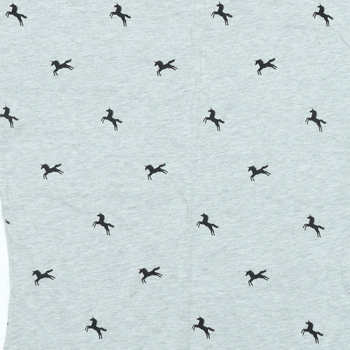 Miso Womens Grey Cotton Basic T-Shirt Size 10 Scoop Neck - Unicorns